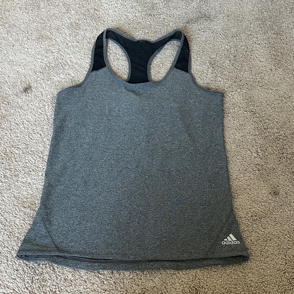 Adidas Women's Charcoal and Black Tank Top Size Medium